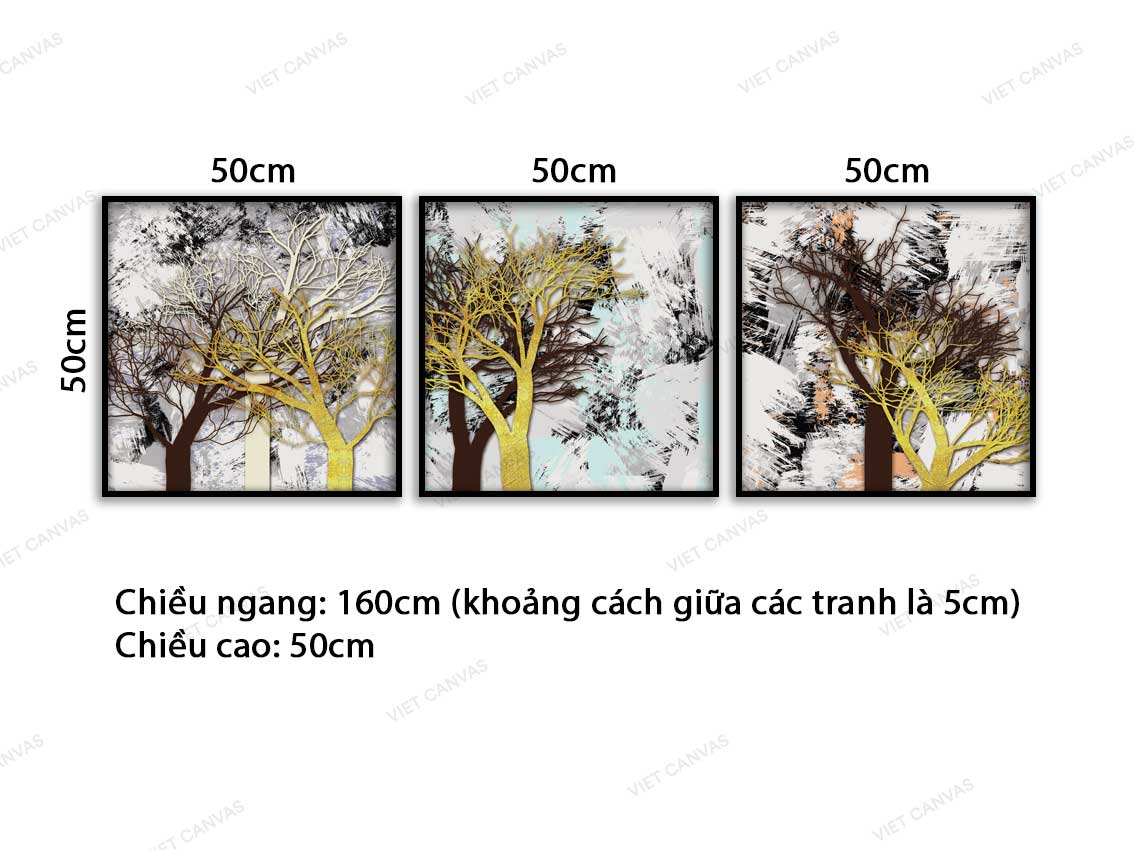 Bộ 3 Tranh Cành Cây Khẳng Khiu Trong Gió - VD084