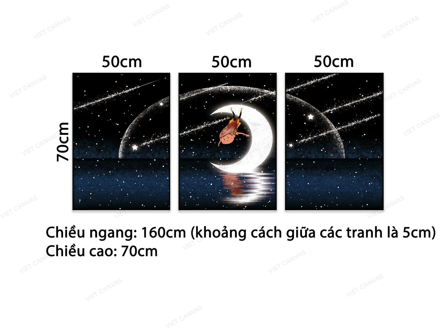 Bộ 3 Tranh Bé Và Trăng - VB843