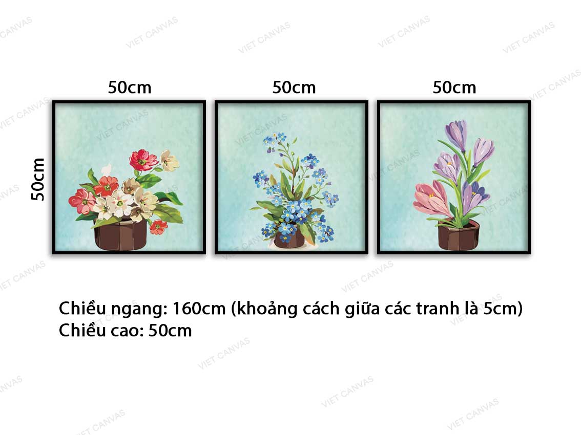 Bộ 3 Tranh Muôn Sắc Hoa Tươi - VC815