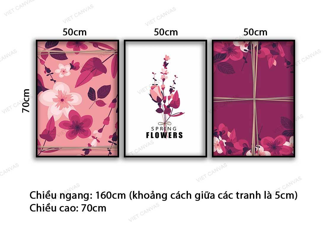 Bộ 3 Tranh Hoa Sắc Hồng Tinh Tế - VC809