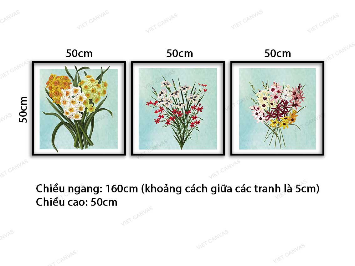 Bộ 3 Tranh Những Đóa Hoa Khoe sắc - VC816