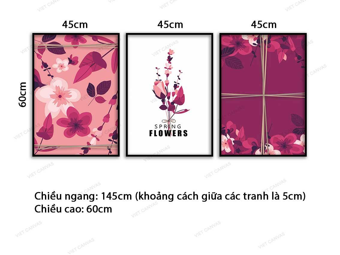 Bộ 3 Tranh Hoa Sắc Hồng Tinh Tế - VC809