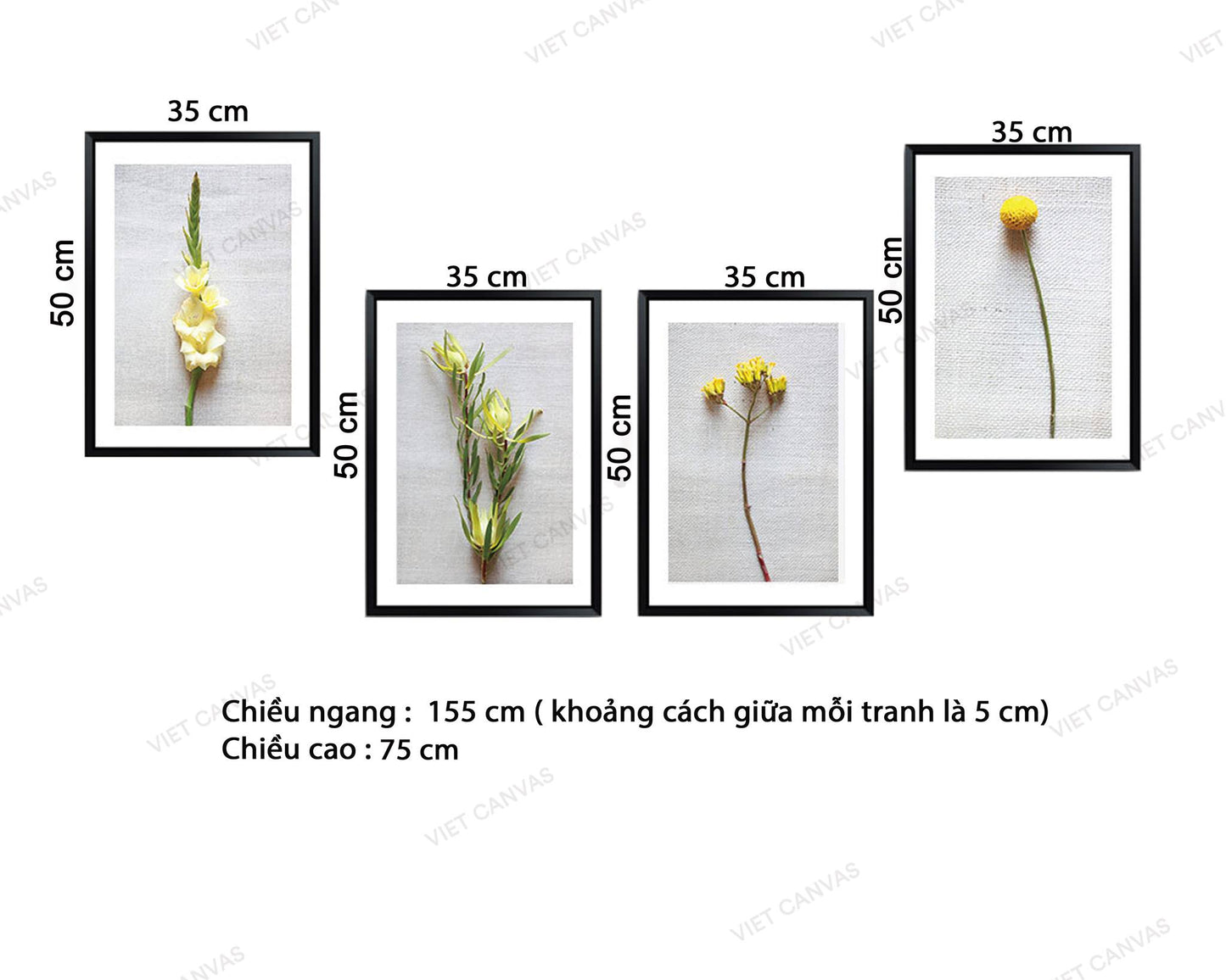 Bộ 4 Tranh Những Bông Hoa Vàng - VZ615.3