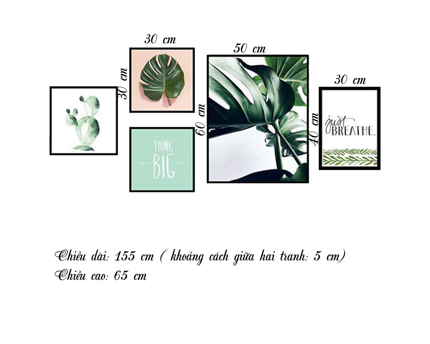 Bộ 5 Tranh Lá Cây Và Quotes - HD022