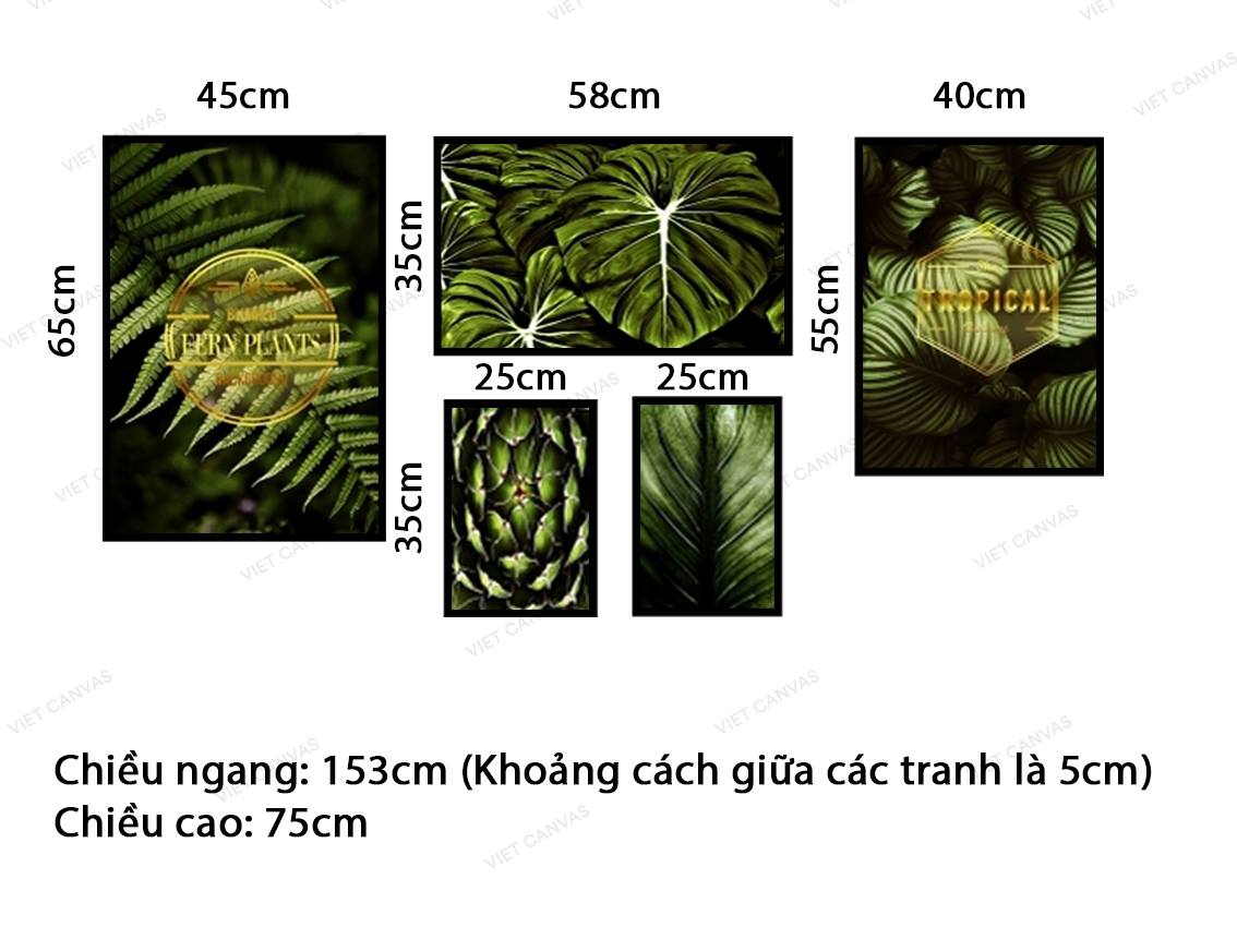 Bộ 5 Tranh Lá Cây Xanh - VZ296.1