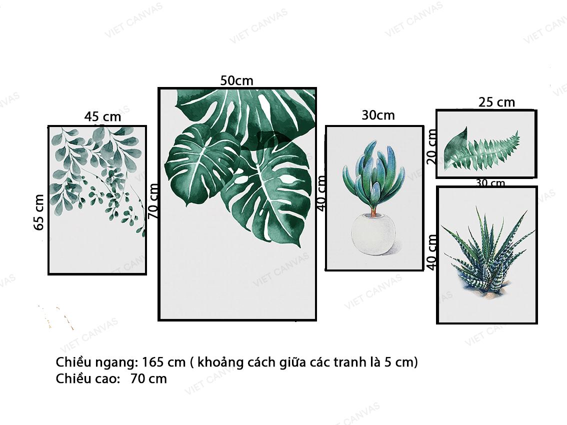 Bộ 5 Tranh Cây Và Lá Xanh - VZ002.2