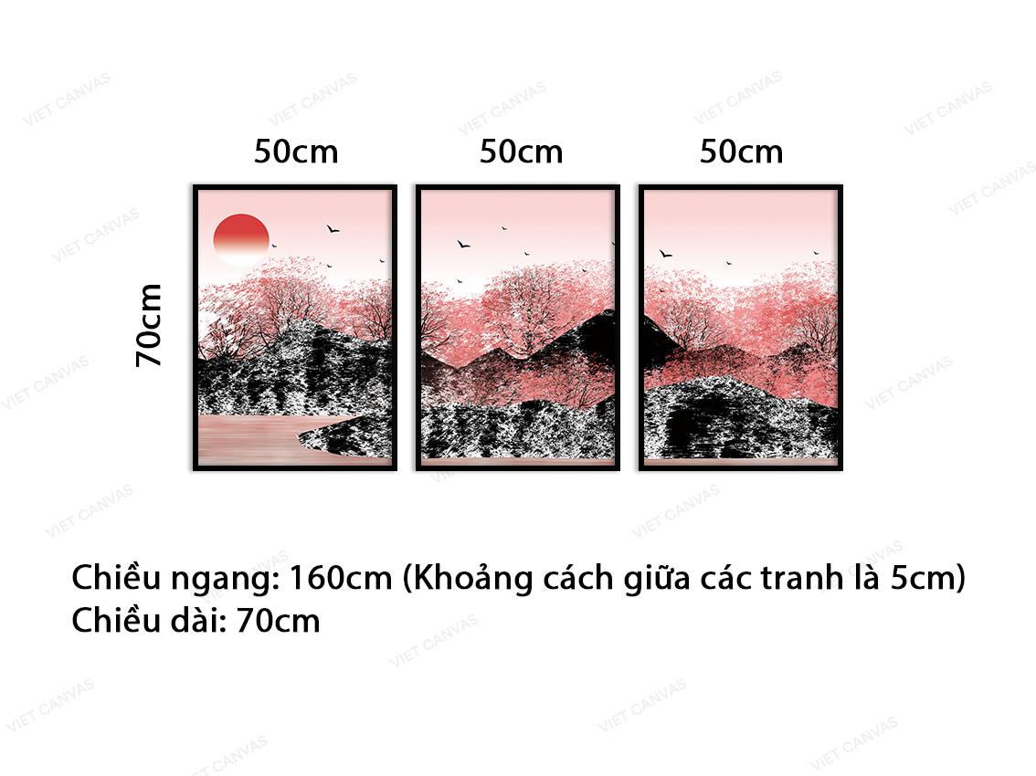Bộ 3 Tranh Hoàng Hôn Bên Cánh Rừng Đỏ - VC878