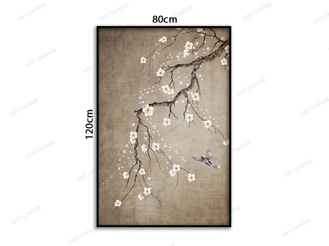 Tranh Nhành Hoa Và Chú Chim Sẻ Nhỏ - VD034