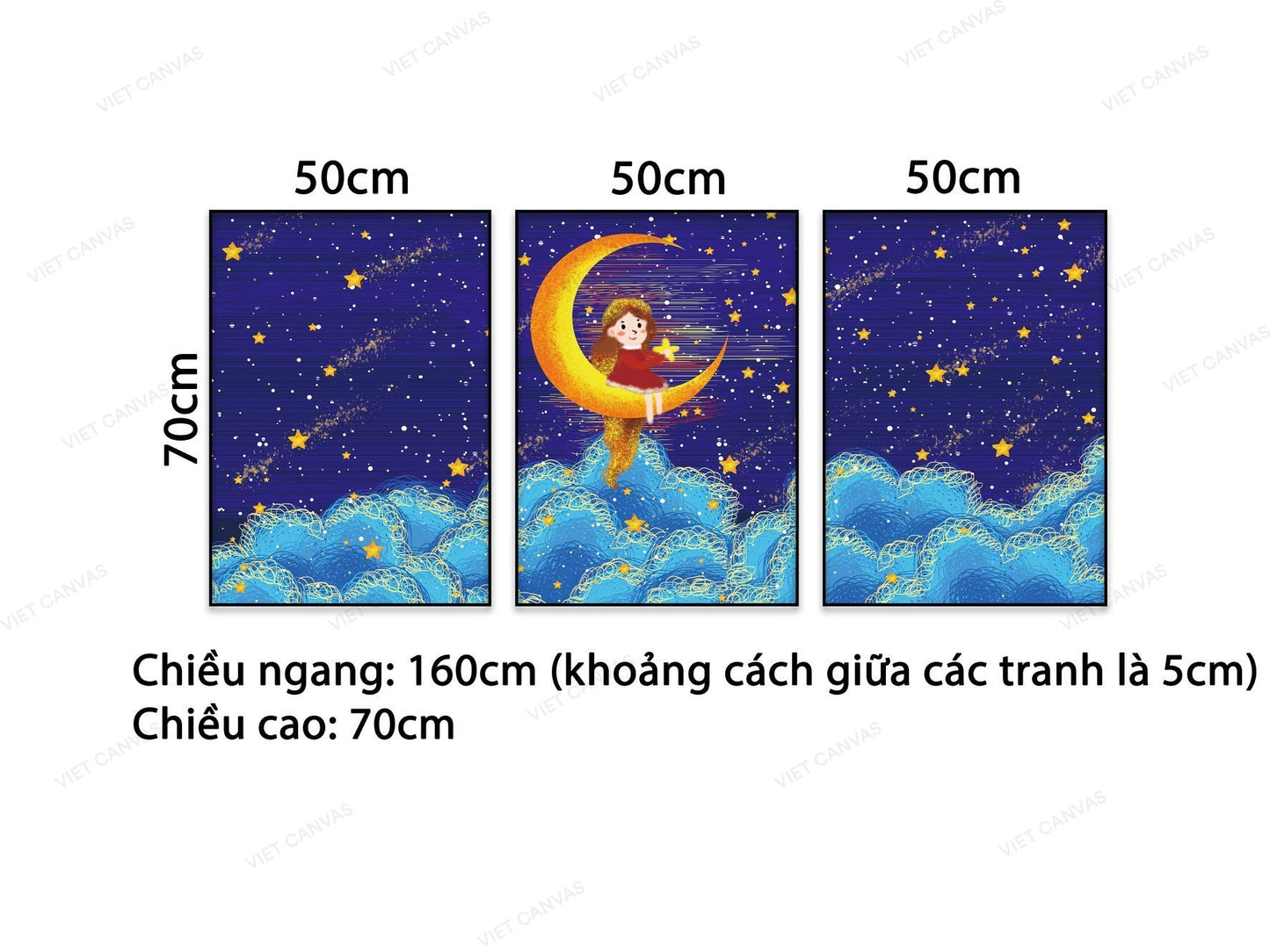 Bộ 3 Tranh Bé Và Đêm Trăng - VB852