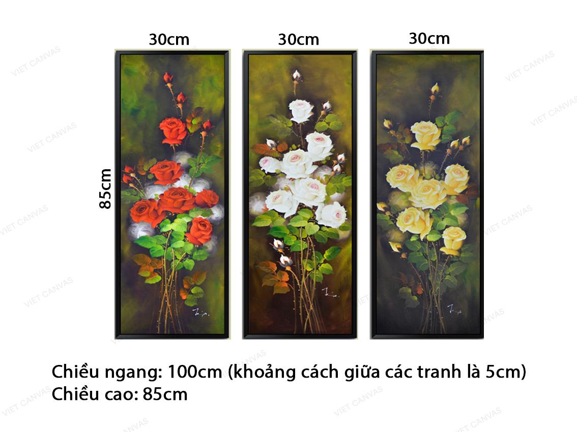 Bộ 3 Tranh Khóm Hoa Khoe Sắc - VZ576