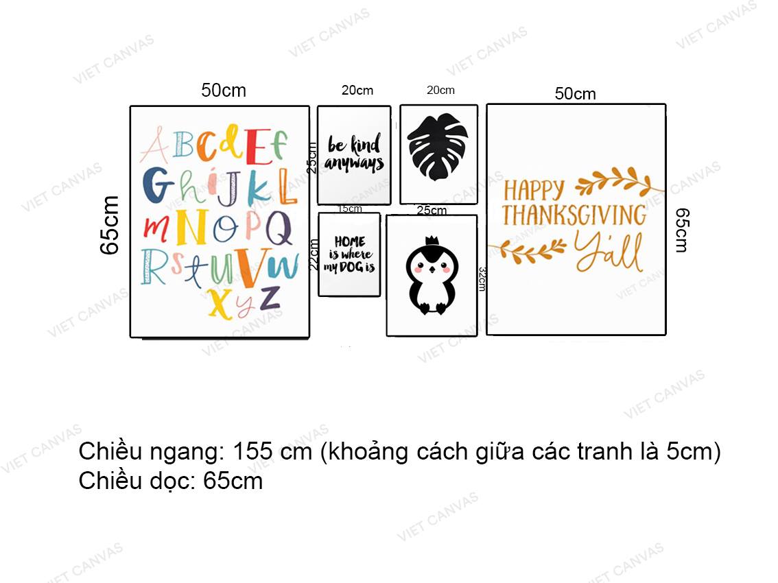 Bộ 6 Tranh Lá Cây, Chim Cánh Cụt Và Quotes - VZ102.2