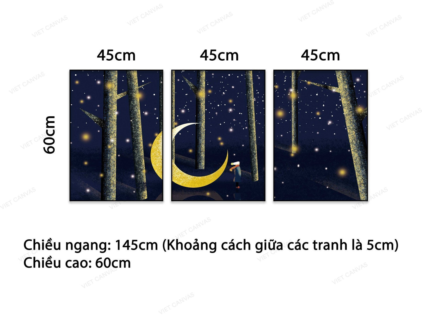 Bộ 3 Tranh Những Hạt Tuyết Rơi Và Trăng - VB854