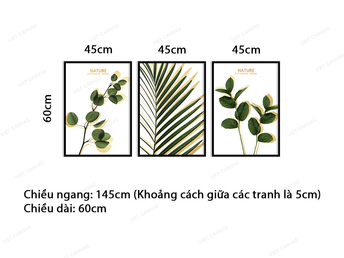 Bộ 3 Tranh Lá Cây Xanh Mát - VZ065.2