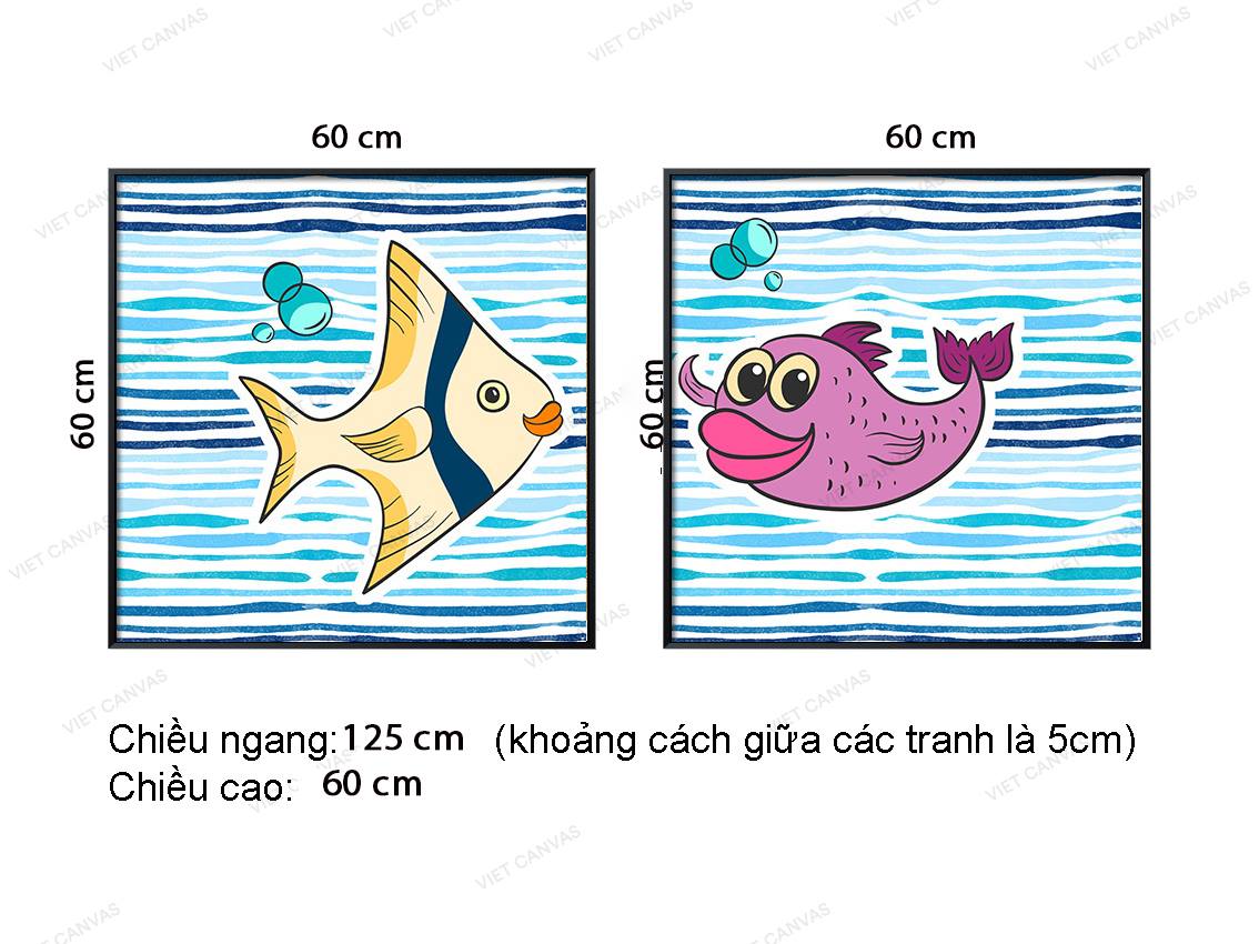 Bộ 2 Tranh Hai Chú Cá Ngộ Nghĩnh - VZ137