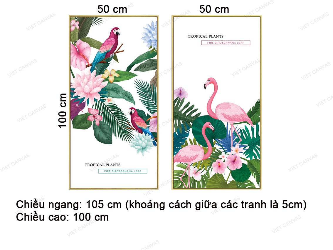 Bộ 2 Tranh Hoa Lá Và Chim, Hồng Hạc - VZ300.1
