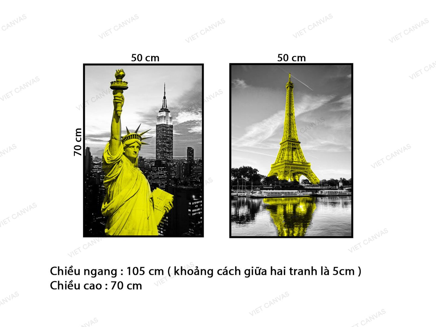 Bộ 2 Tranh Nữ Thần Tự Do Và Tháp Eiffel - VZ524.2