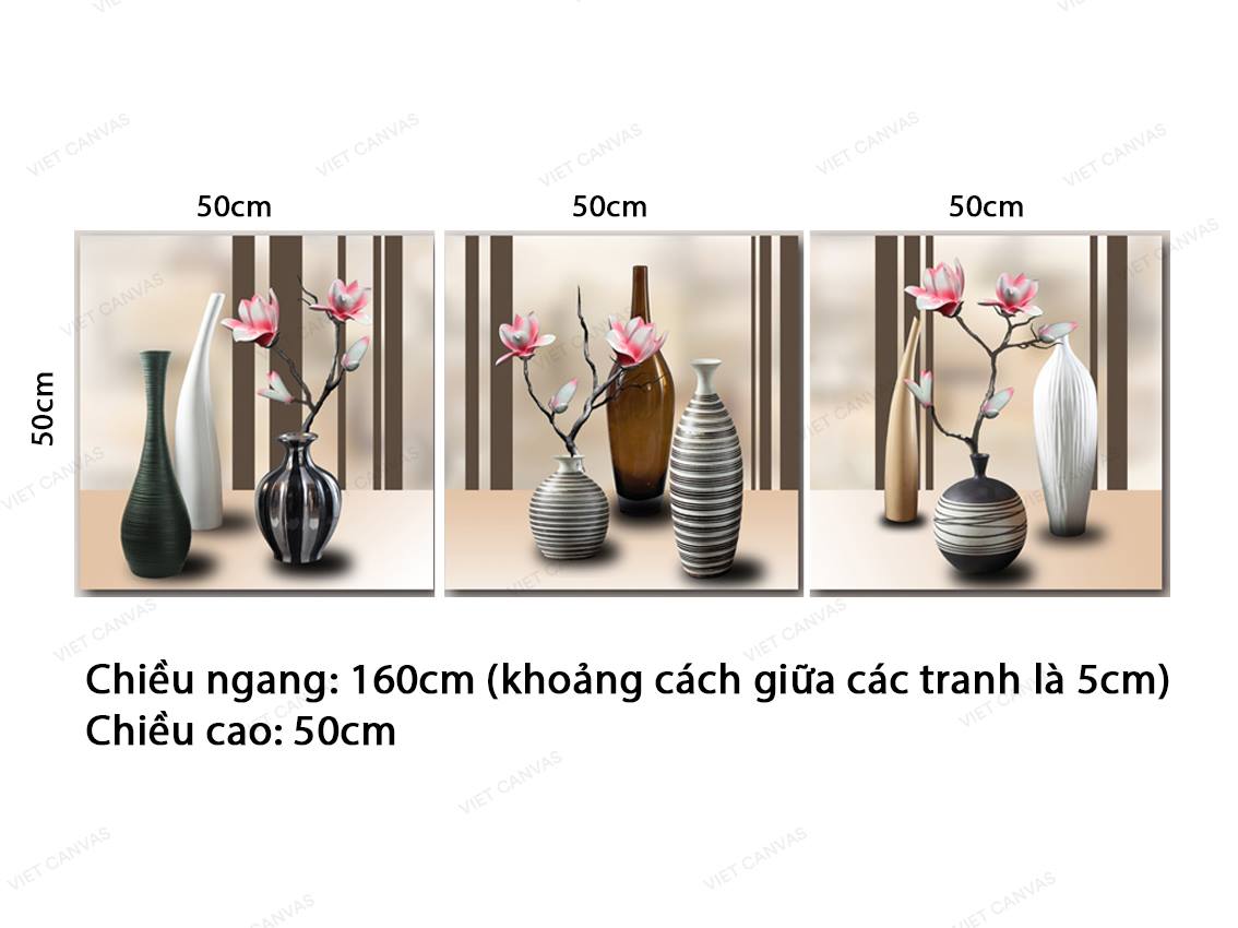 Bộ 3 Tranh Chậu Hoa Đặc Sắc - VZ562