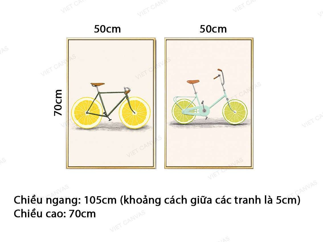 Bộ 2 Tranh Xe Đạp Bánh Cam Dễ Thương - VZ782
