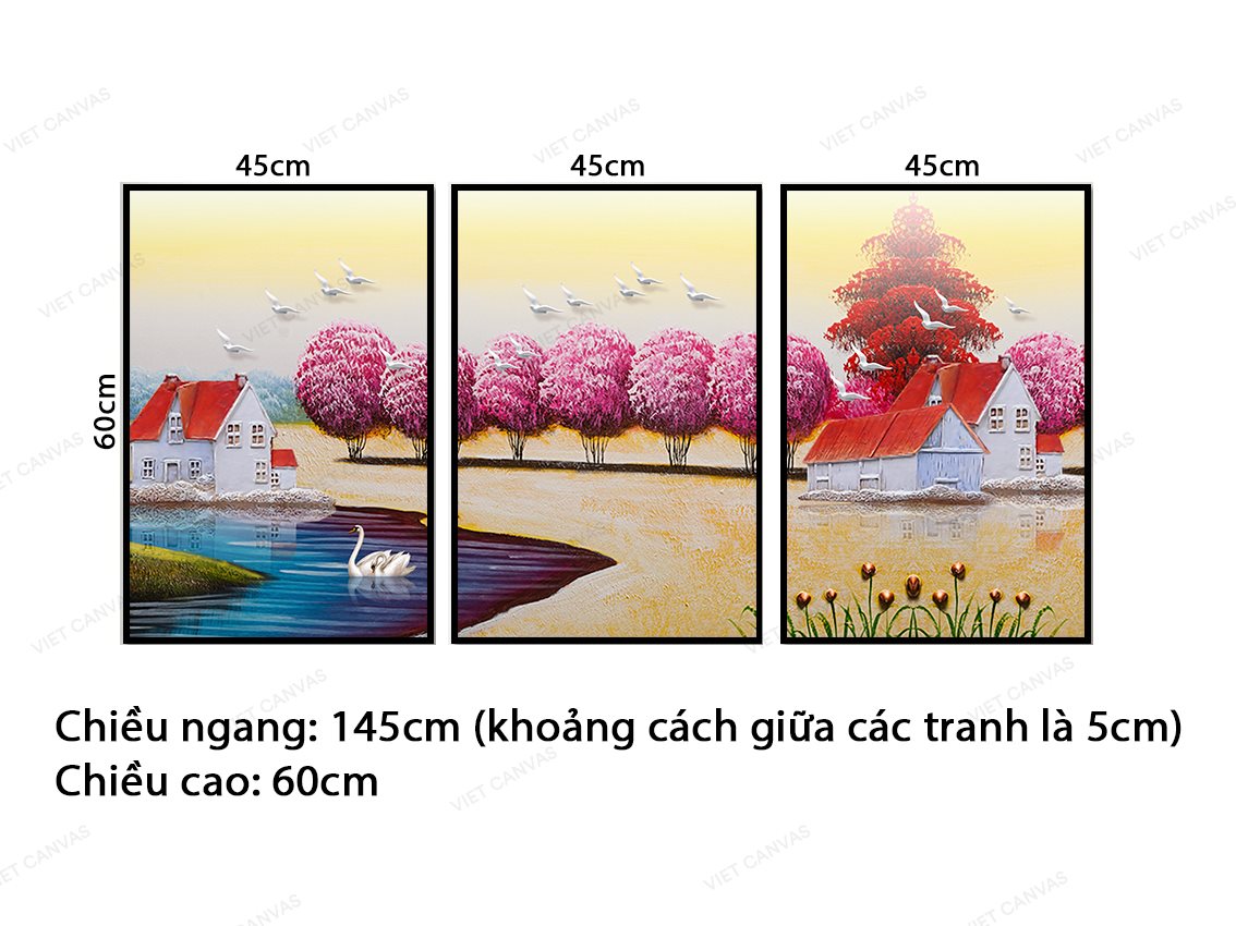 Bộ 3 Tranh Khung Cảnh Bình Yên Mùa Thu - VZ494.1
