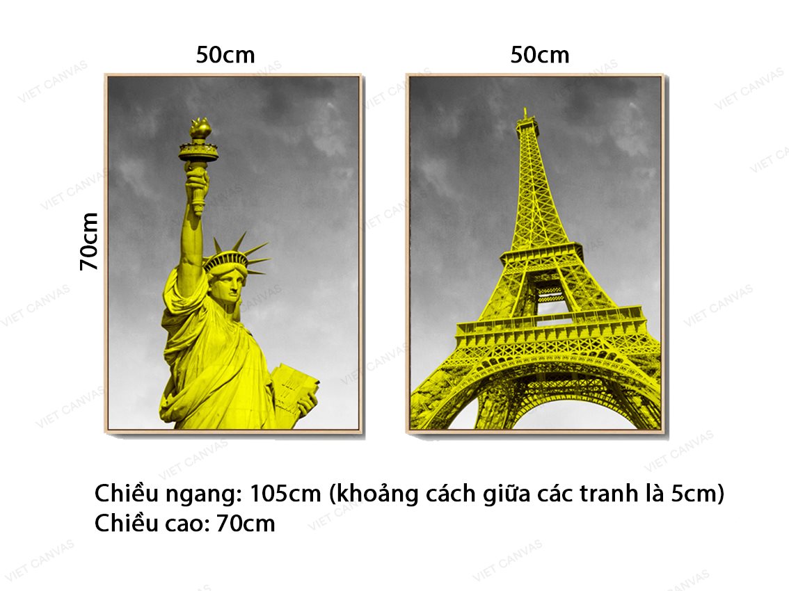 Bộ 2 Tranh Tượng Nữ Thần Tự Do Và Tháp Eiffel - VZ527.2