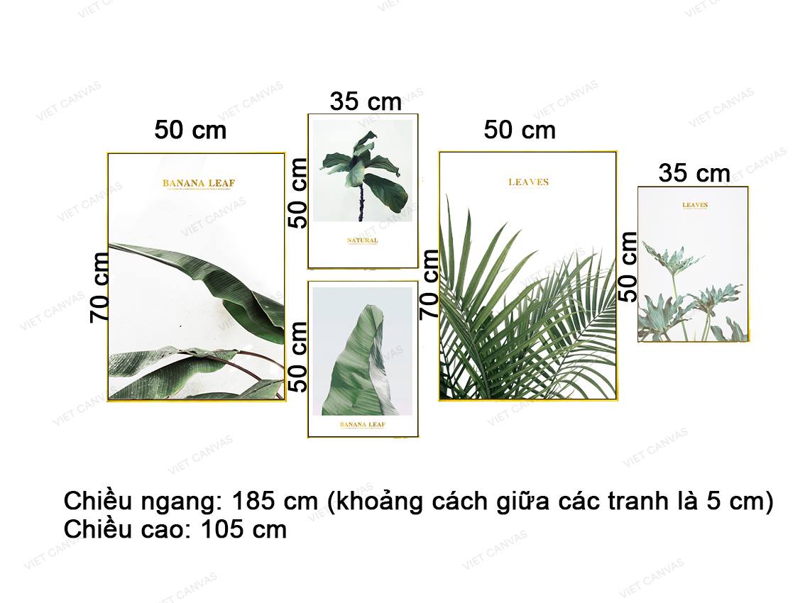 Bộ 5 Tranh Lá Cây Xanh - VZ052.1