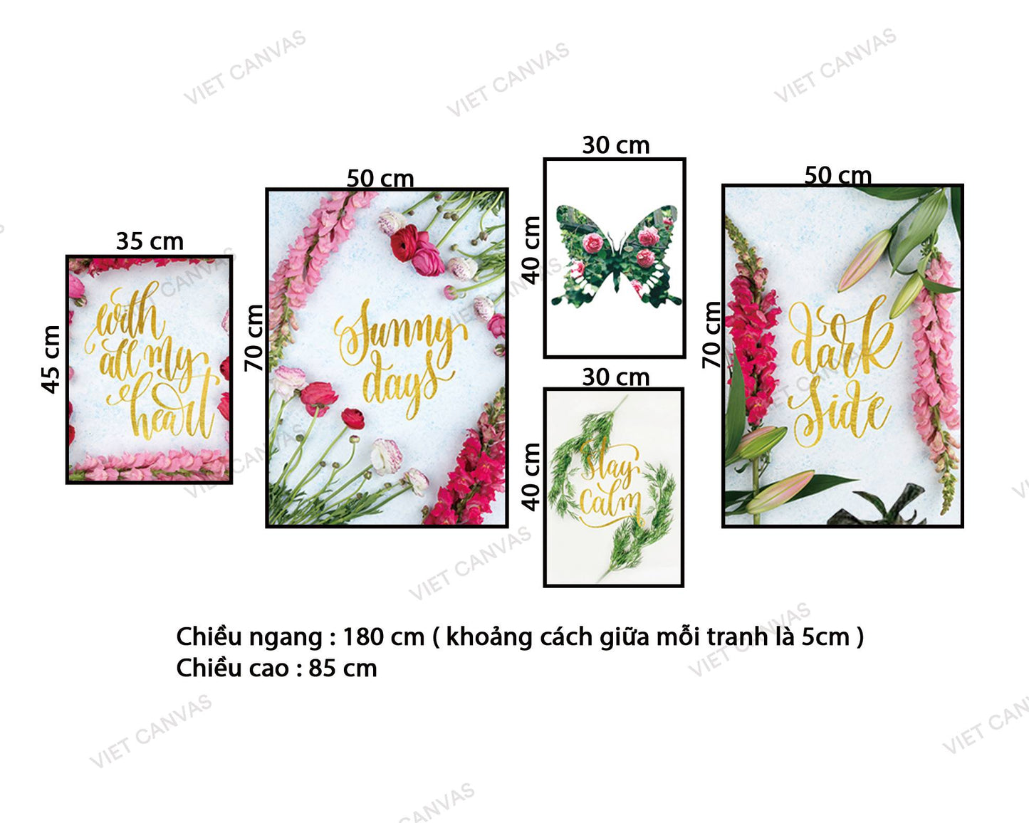 Bộ 5 Tranh Hoa Lá Ngọt Ngào - VZ589.1