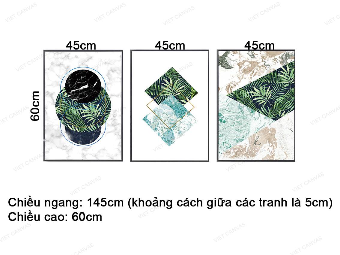 Bộ 3 Tranh Lá Cây Ấn Tượng - VZ903.1