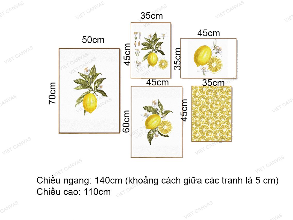 Bộ 5 Tranh Sắc Vàng Của Chanh - VZ207.1