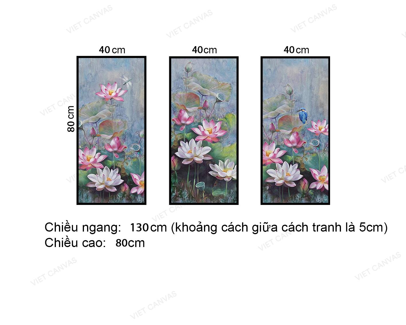 Bộ 3 Tranh Đầm Sen Khoe Hương Sắc - VZ239.2
