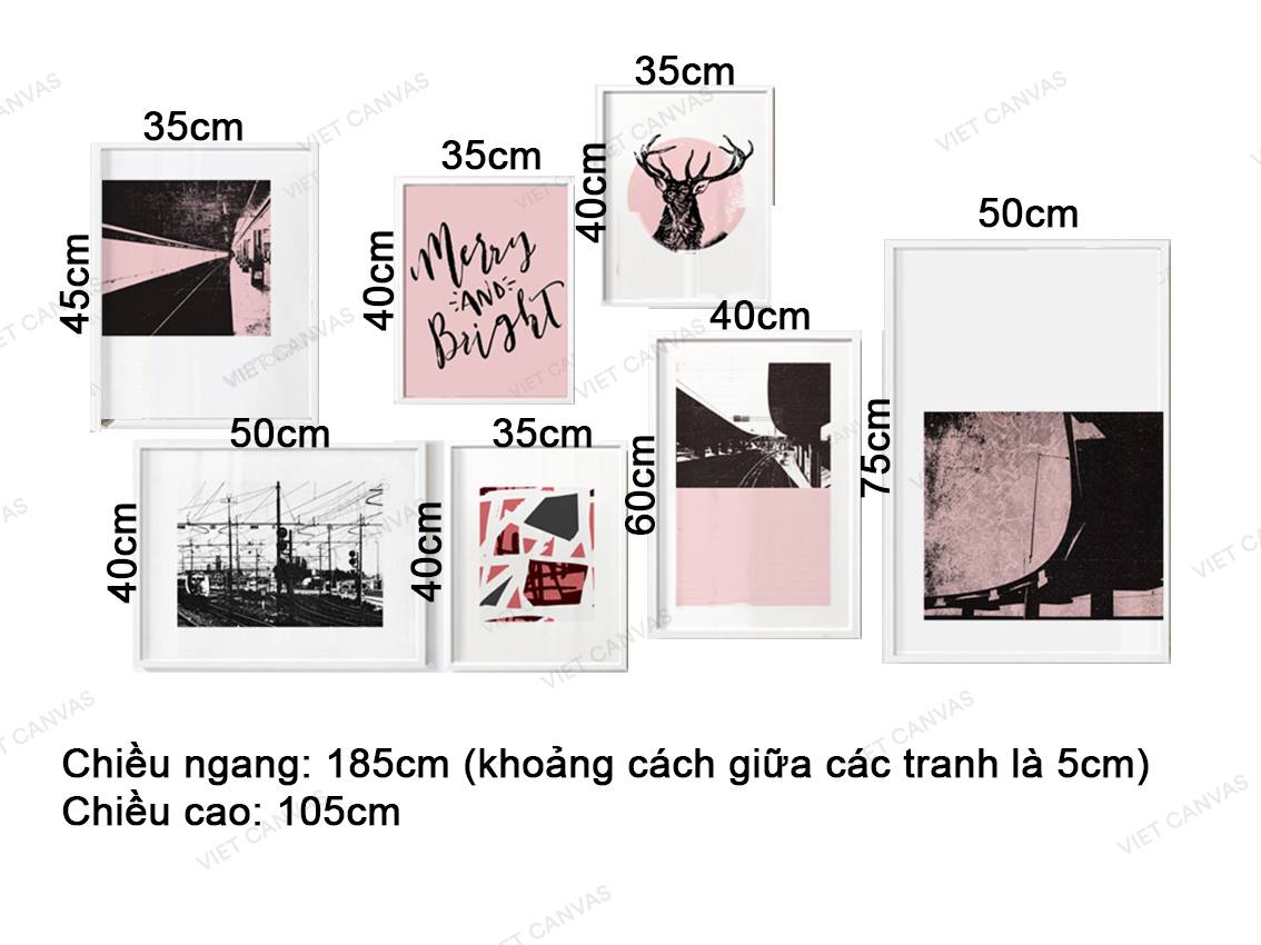 Bộ 7 Tranh Hươu, Cầu, Đường Và Quotes - VZ062.1