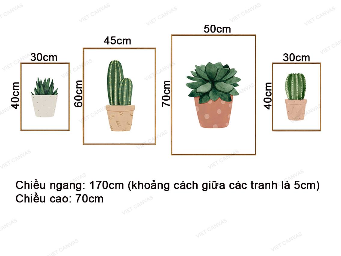 Bộ 4 Tranh Xương Rồng Và Sen Đá - VZ050.1