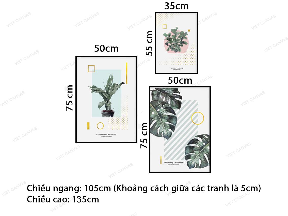 Bộ 3 Tranh Những Cành Lá Xanh - VZ036.4