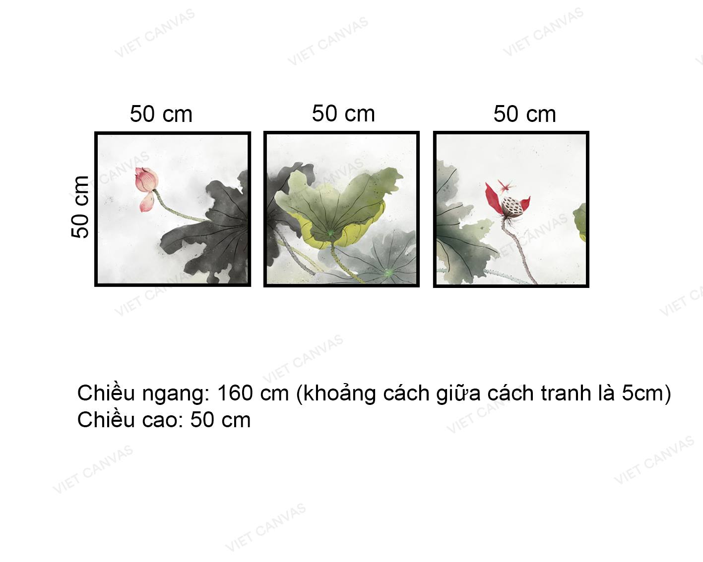 Bộ 3 Tranh Đầm Sen - VZ237