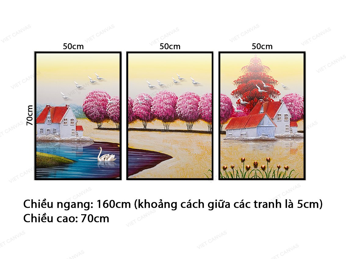Bộ 3 Tranh Khung Cảnh Bình Yên Mùa Thu - VZ494.1