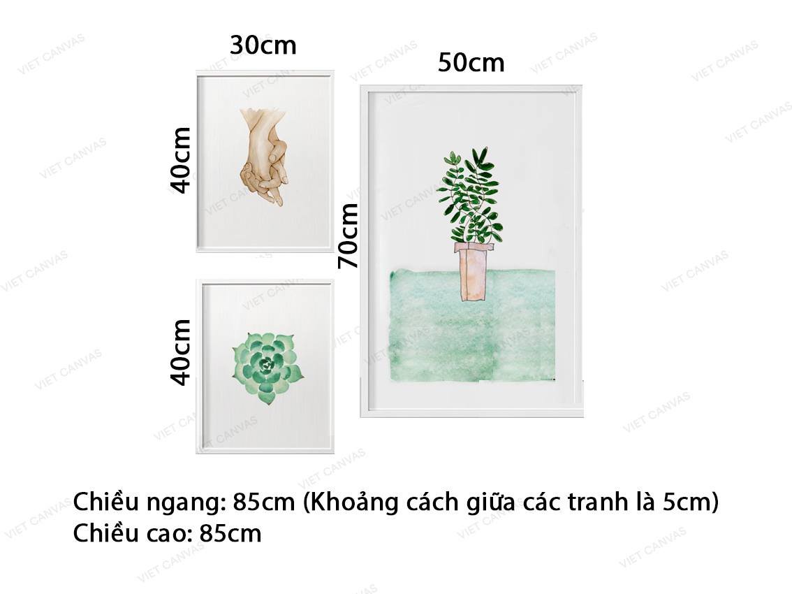 Bộ 3 Tranh Nắm Tay Và Chậu Cây - VZ061.2