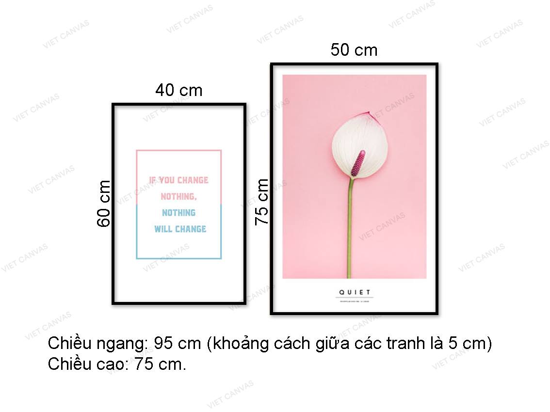 Bộ 2 Tranh Câu Quotes Và Hoa - VZ044.3