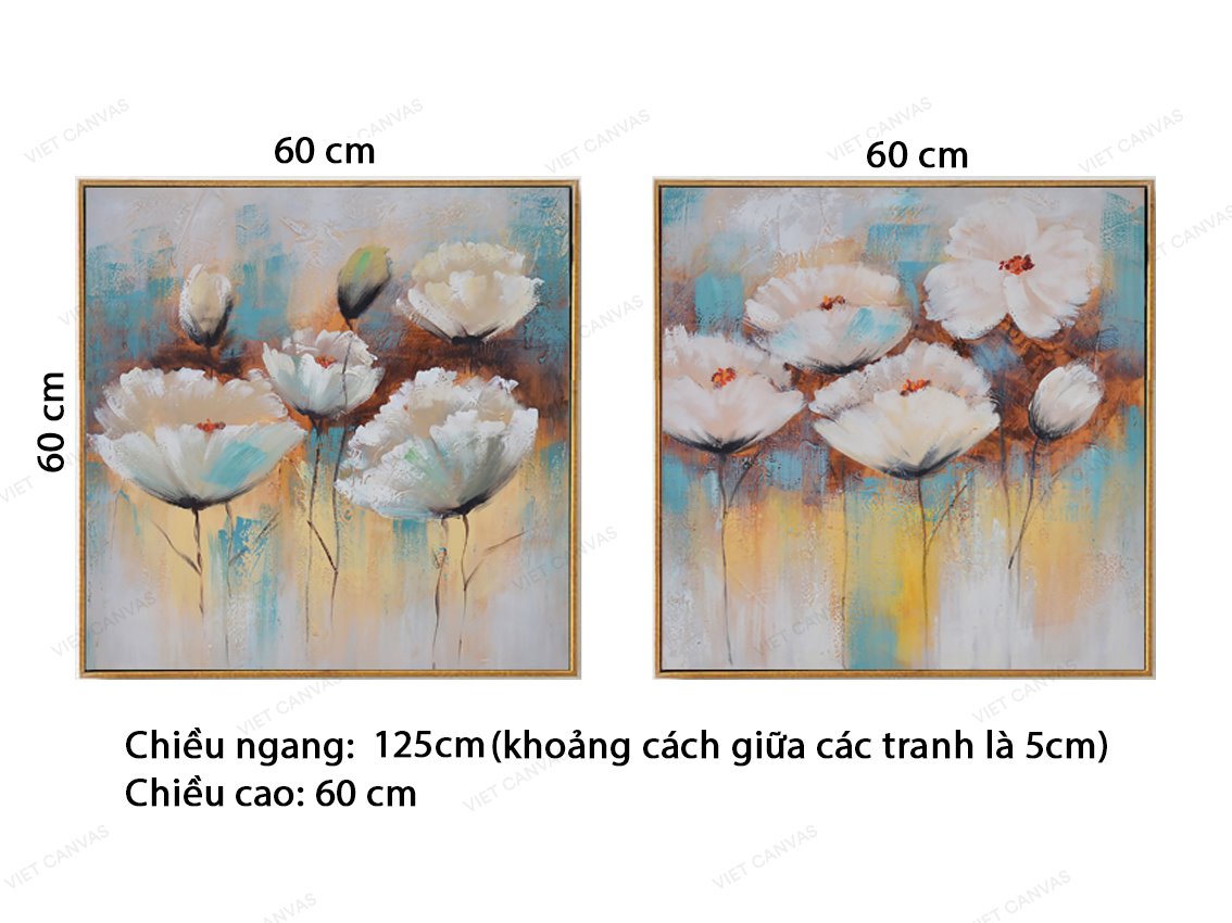 Bộ 2 Tranh Những Đóa Hoa Trắng - VZ581