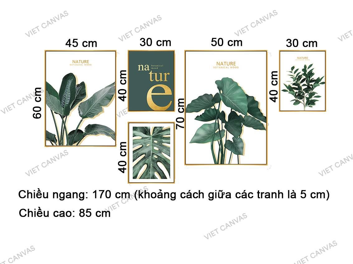 Bộ 5 Tranh Lá Cây Xanh - VZ064.1