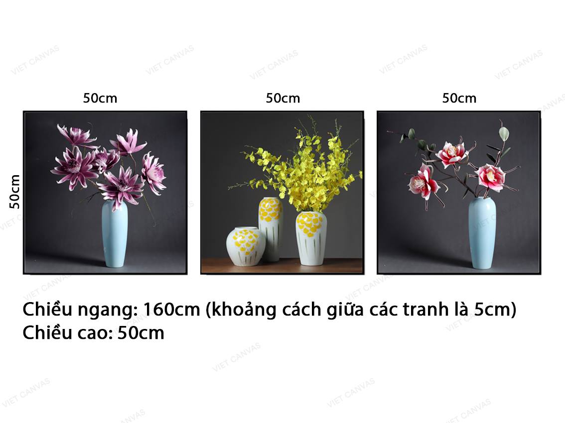 Bộ 3 Tranh Những Chậu Hoa Ngọt Ngào - VZ568