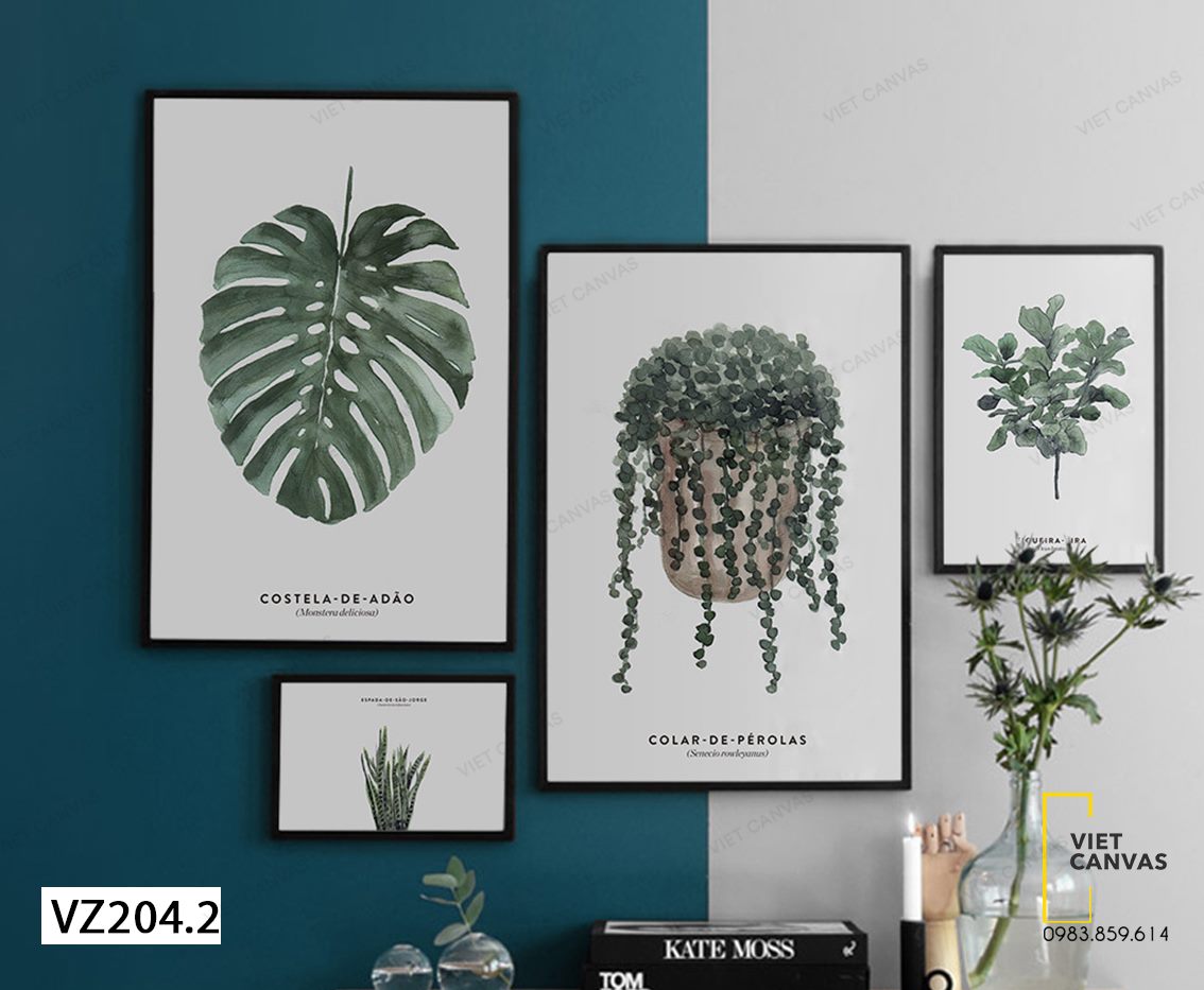 Bộ 4 Tranh Lá Cây Tươi Mát - VZ204.2