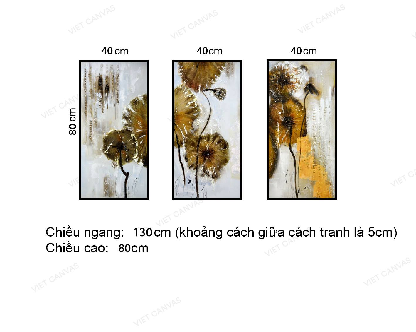 Bộ 3 Tranh Lá Sen Úa Vàng - VZ238