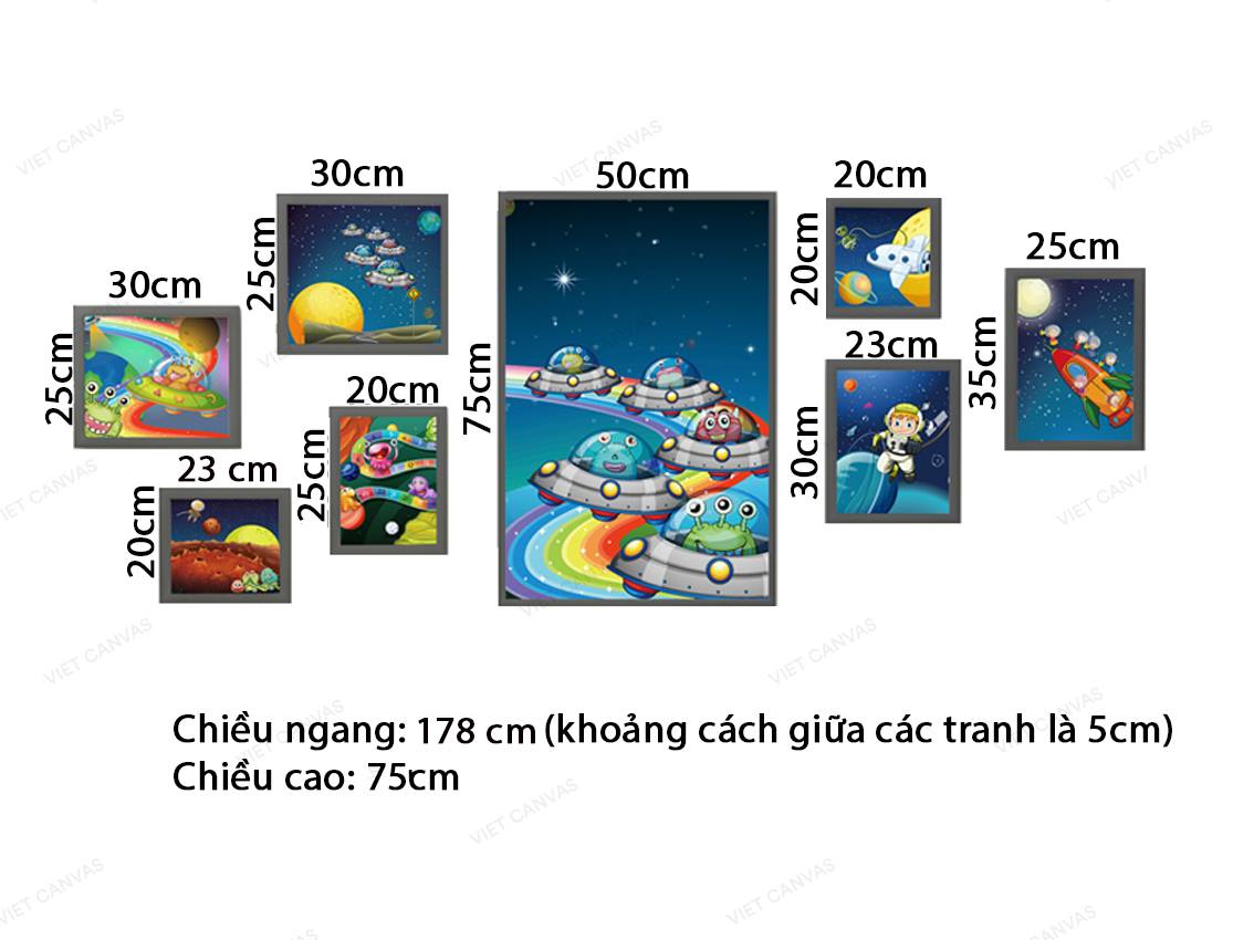 Bộ 8 Tranh Vũ Trụ Đầy Màu Sắc Của Bé - VZ134.1