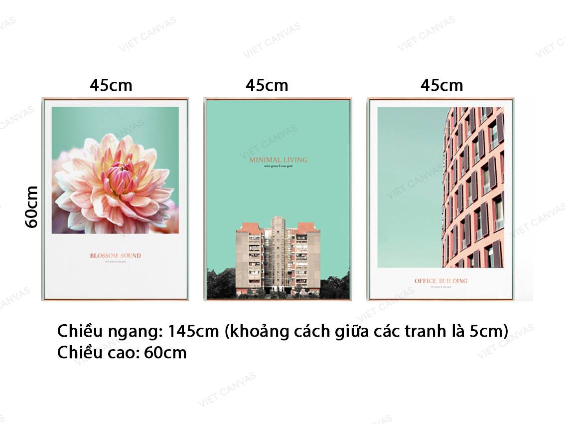 Bộ 3 Tranh Hoa Nở Và Tòa Nhà - VZ525.1