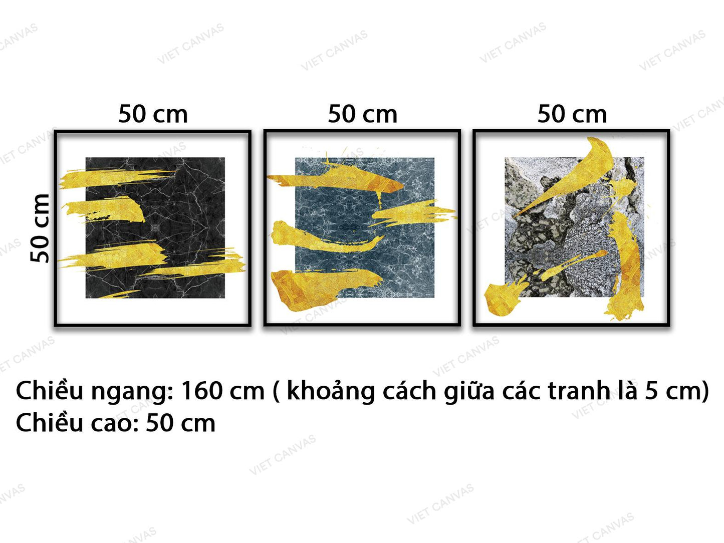 Bộ 3 Tranh Trừu Tượng Vàng - VD081