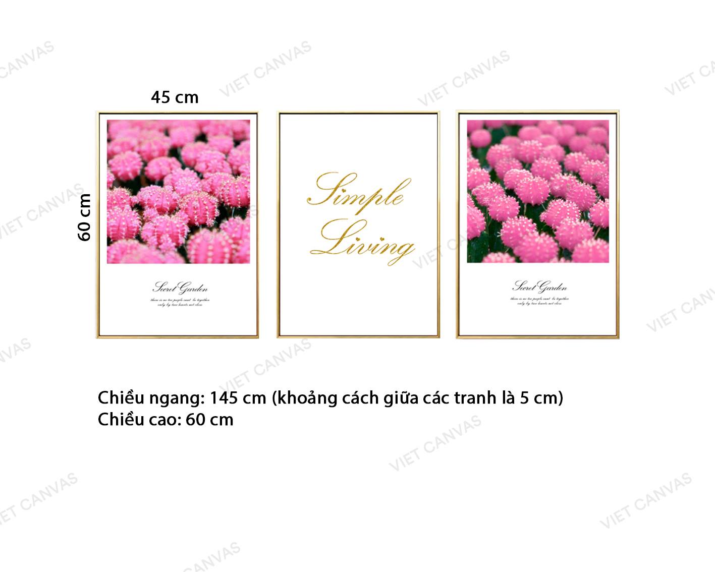 Bộ 3 Tranh Vườn Hoa Nở Và Quotes - VZ610.2