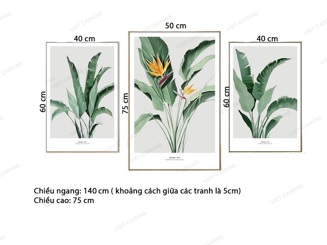 Bộ 3 Tranh Màu Xanh Tươi Mát Của Cây - VZ078.3