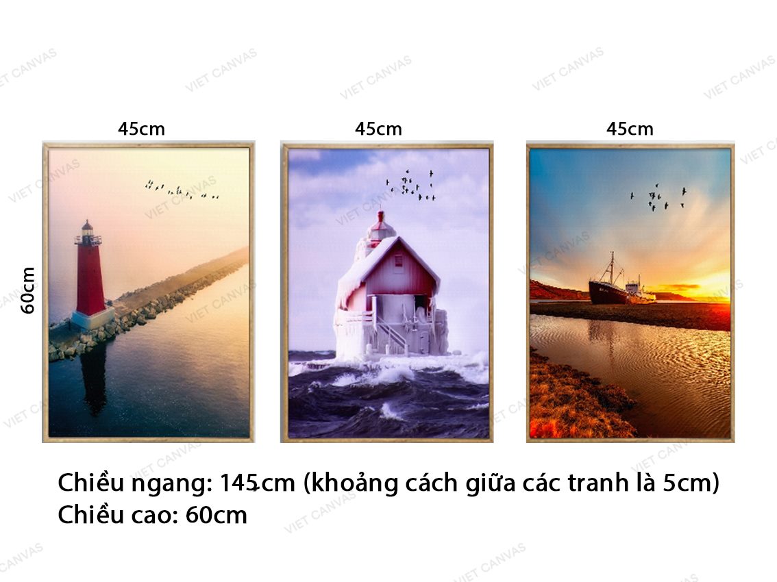 Bộ 3 Tranh Cảnh Đẹp Bên Bờ Biển - VZ531.1