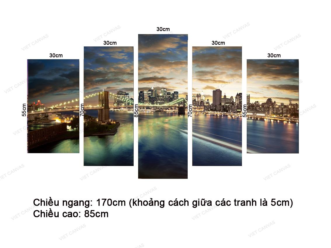 Bộ 5 Tranh Thành Phố Về Đêm - VZ534