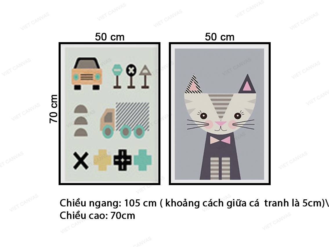 Bộ 2 Tranh Cô Mèo Đáng Yêu - VZ457