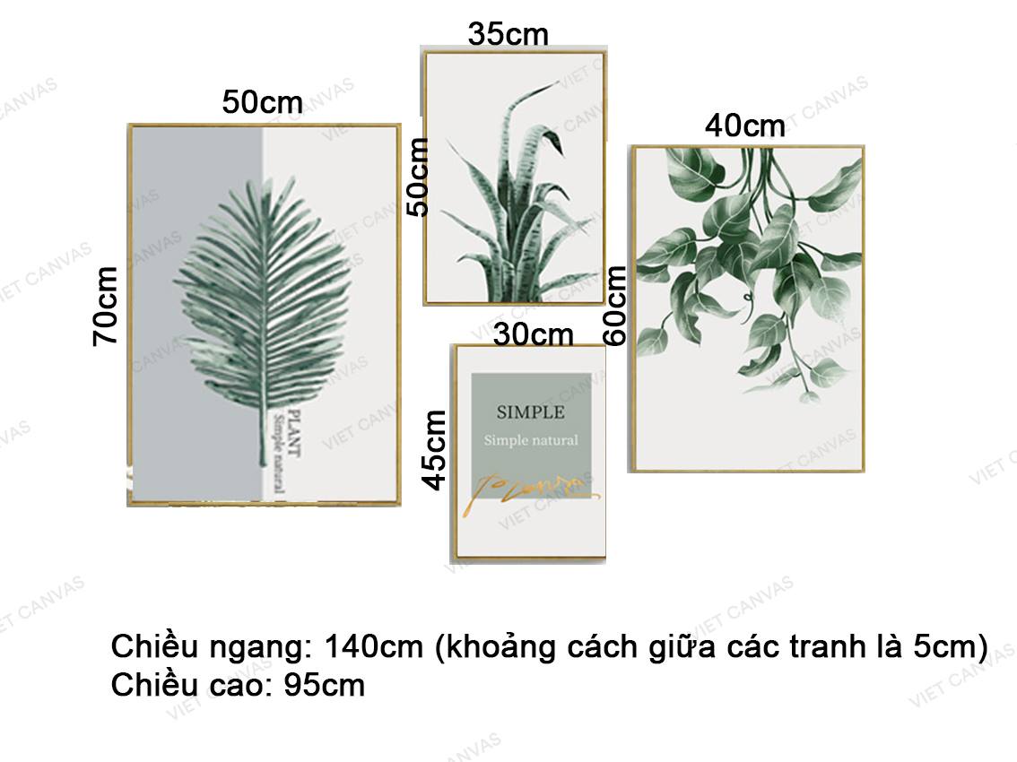 Bộ 4 Tranh Lá Cây - VZ068.4
